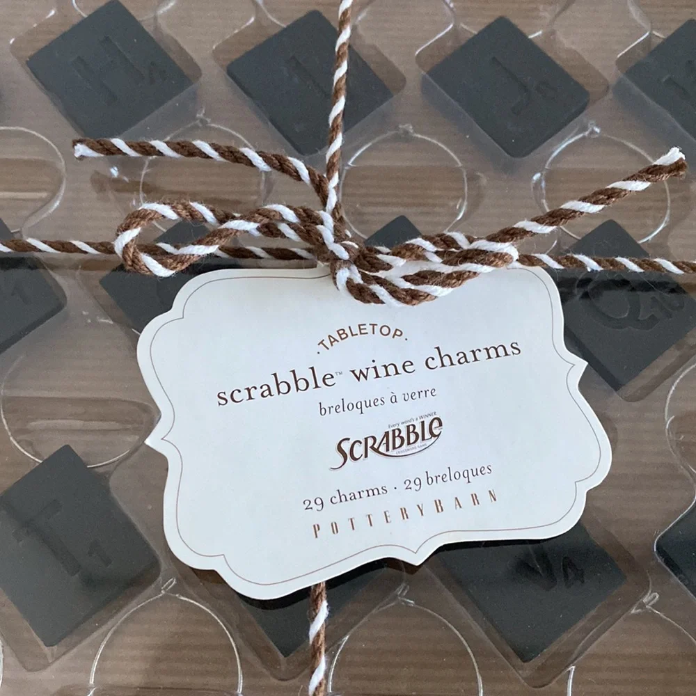 Pottery Barn Tabletop SCRABBLE wine Charm Set